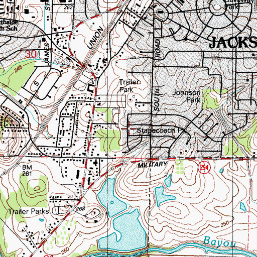 Topographic Map of Stagecoach Park, AR