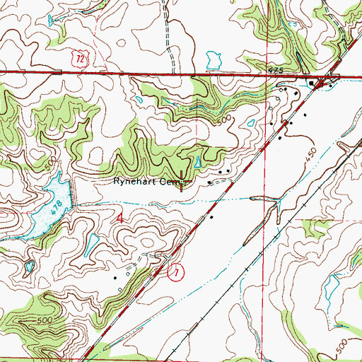 Topographic Map of Rynehart Cemetery, MS