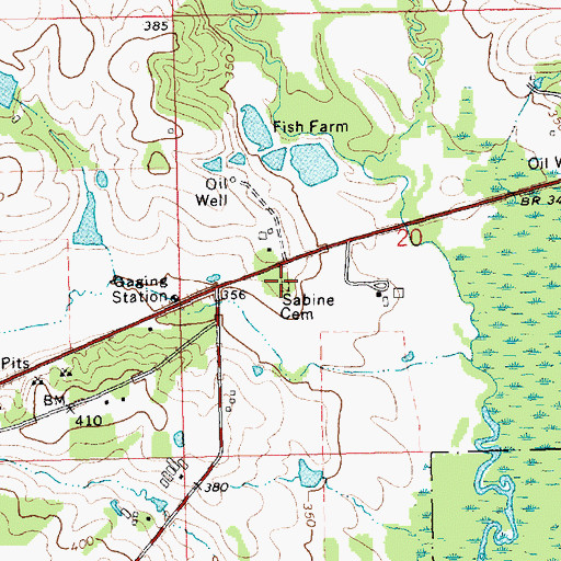 Topographic Map of Sabine Cemetery, MS