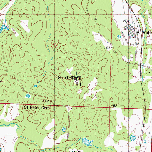 Topographic Map of Saddlers Hill, MS