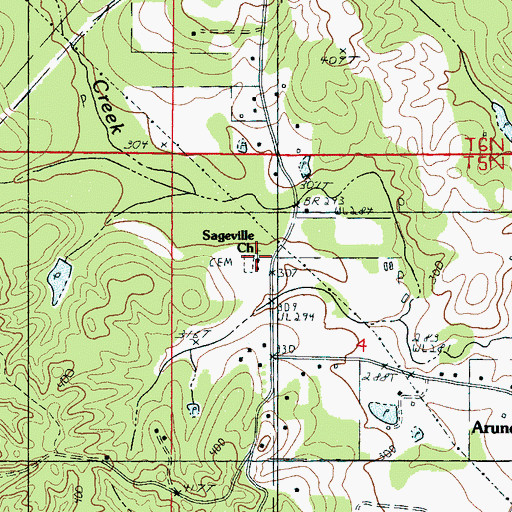 Topographic Map of Sageville Church, MS