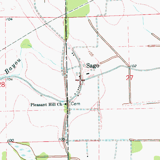 Topographic Map of Sago, MS