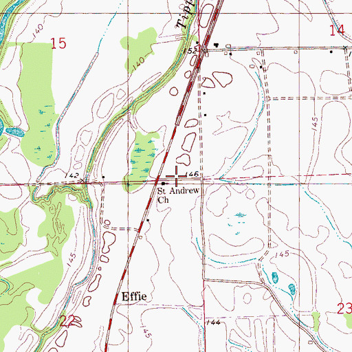 Topographic Map of Saint Andrew Church, MS