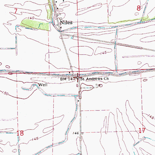 Topographic Map of Saint Andrews Church, MS