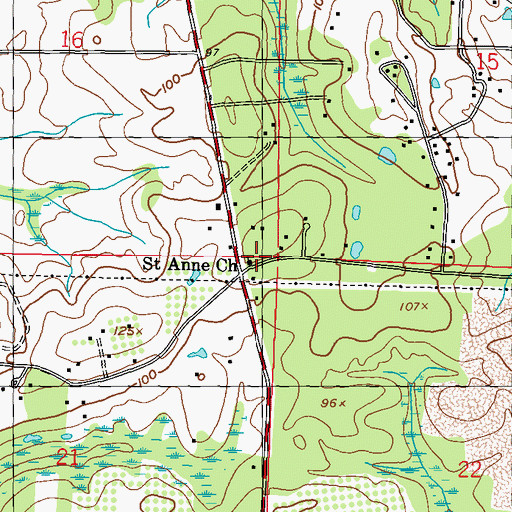 Topographic Map of Saint Anne Church, MS