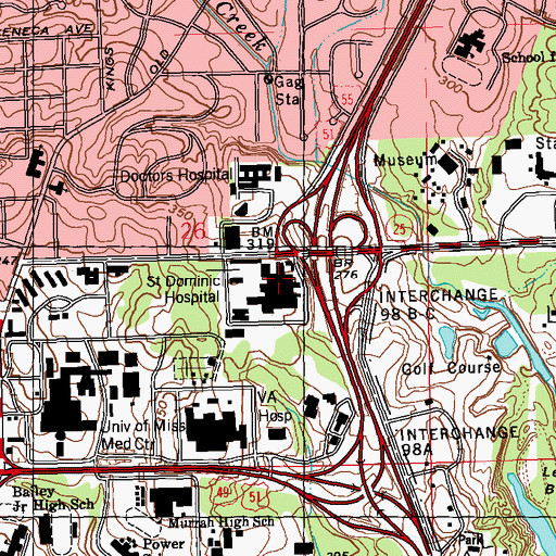 Topographic Map of Saint Dominic Hospital, MS