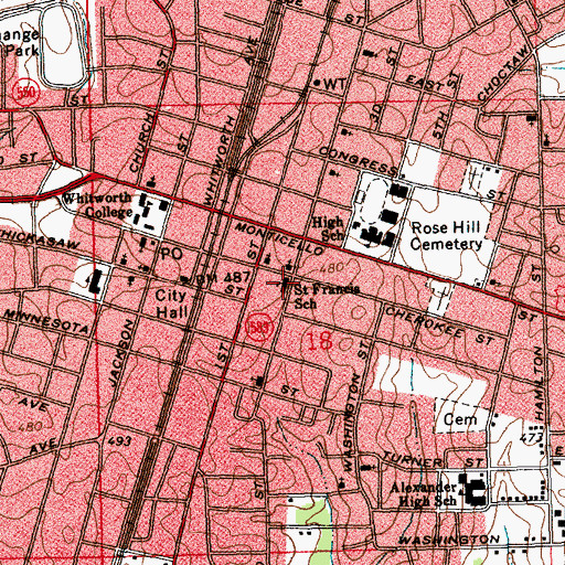 Topographic Map of Saint Francis School, MS