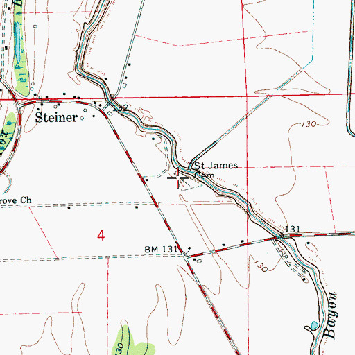 Topographic Map of Saint James Cemetery, MS