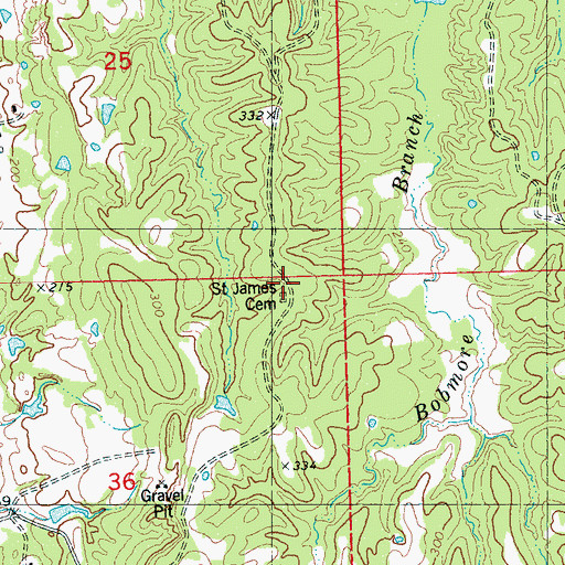 Topographic Map of Saint James Cemetery, MS