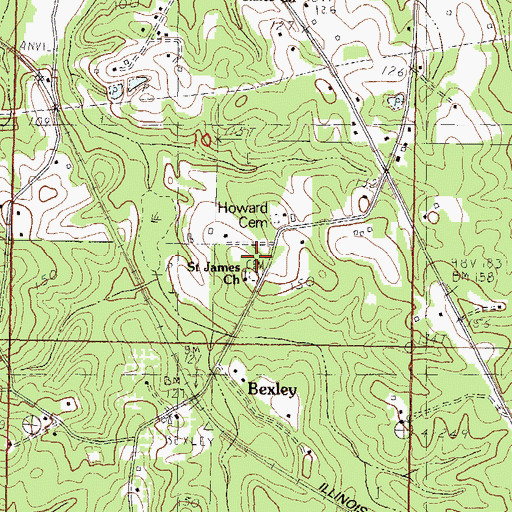 Topographic Map of Saint James Church, MS