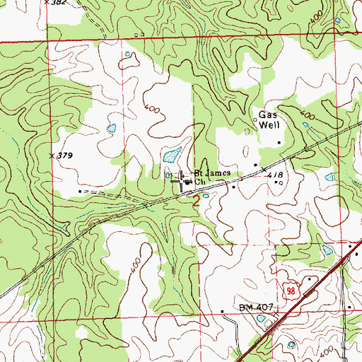 Topographic Map of Saint James Church, MS