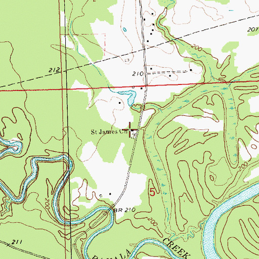 Topographic Map of Saint James Church, MS