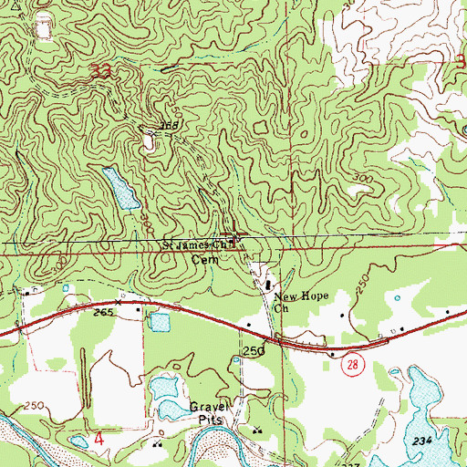 Topographic Map of Saint James Church, MS