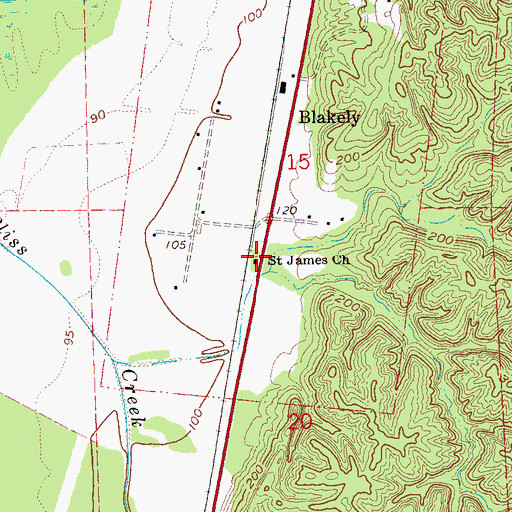 Topographic Map of Saint James Church, MS