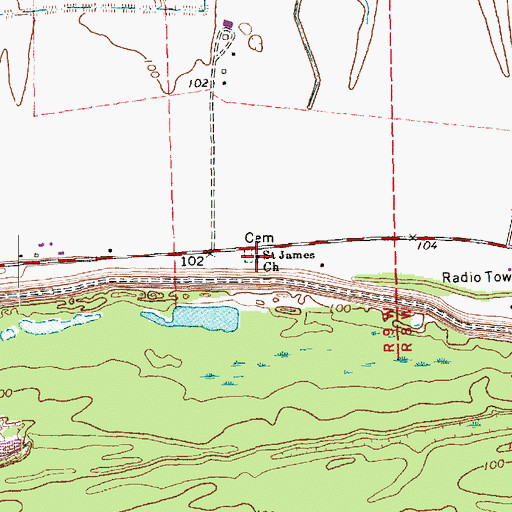 Topographic Map of Saint James Church, MS