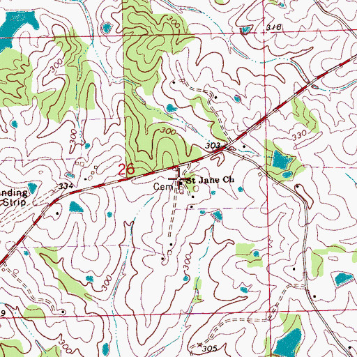 Topographic Map of Saint James Church, MS