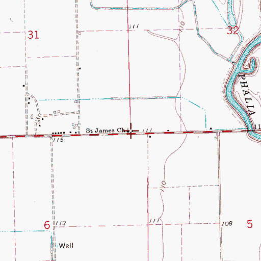 Topographic Map of Saint James Church, MS