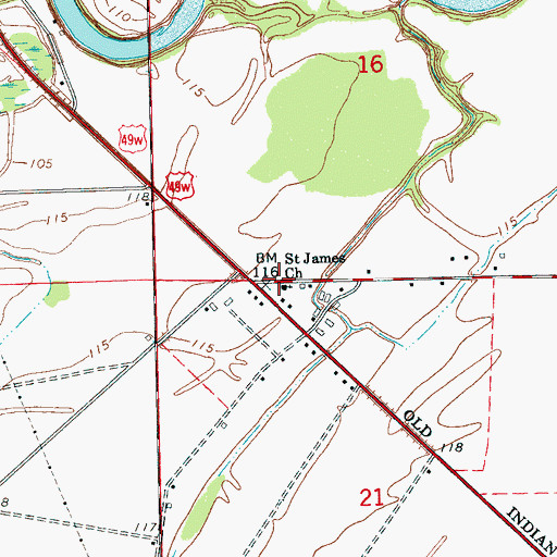 Topographic Map of Saint James Church, MS