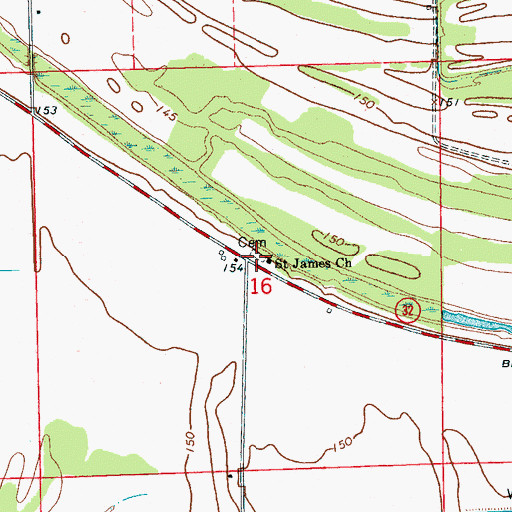 Topographic Map of Saint James Church, MS
