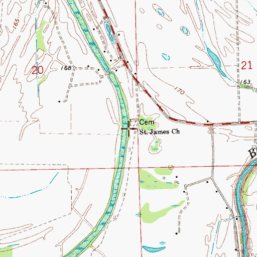 Topographic Map of Saint James Church, MS