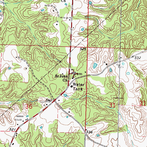 Topographic Map of Saint John Church, MS