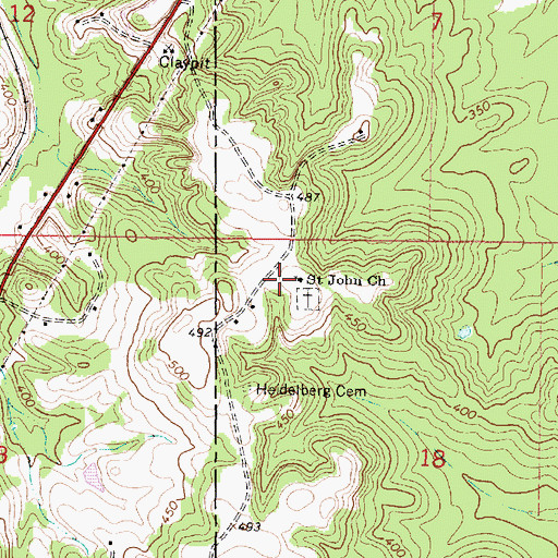 Topographic Map of Saint John Church, MS