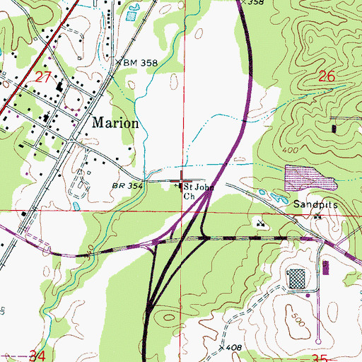 Topographic Map of Saint John Church, MS