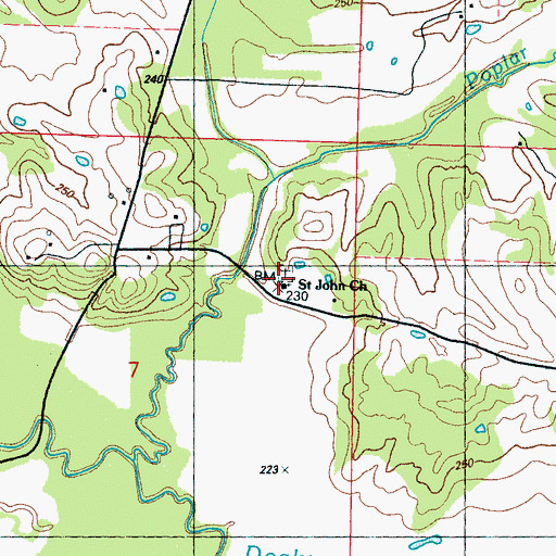 Topographic Map of Saint John Church, MS