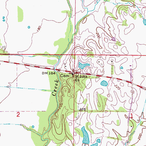 Topographic Map of Saint John Church, MS