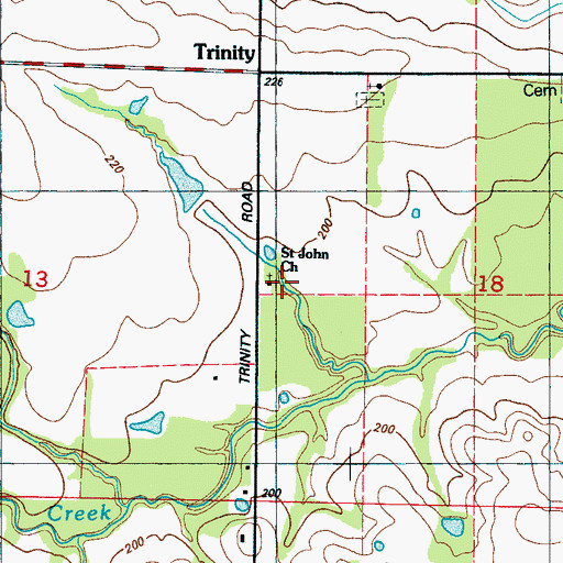 Topographic Map of Saint John Church, MS