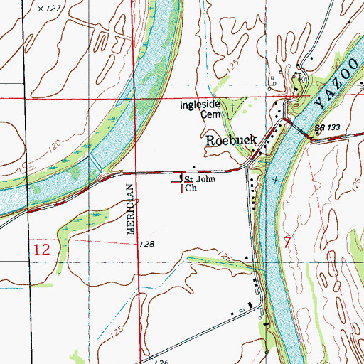 Topographic Map of Saint John Church, MS