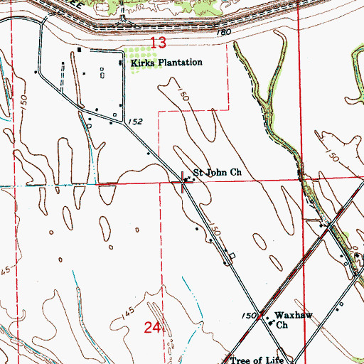 Topographic Map of Saint John Church, MS