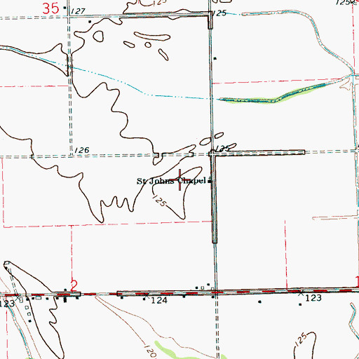 Topographic Map of Saint Johns Chapel, MS