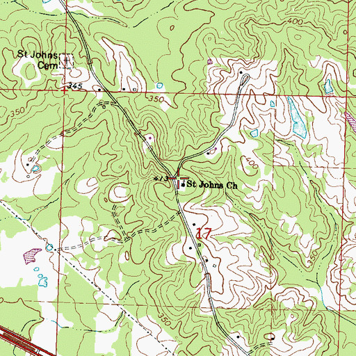 Topographic Map of Saint Johns Church, MS