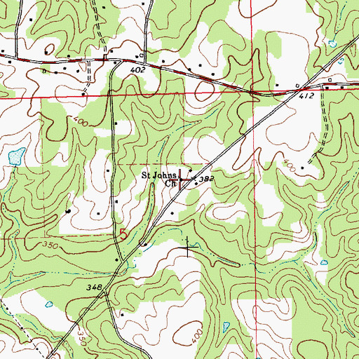 Topographic Map of Saint Johns Church, MS