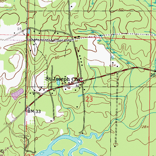 Topographic Map of Saint Joseph Church, MS