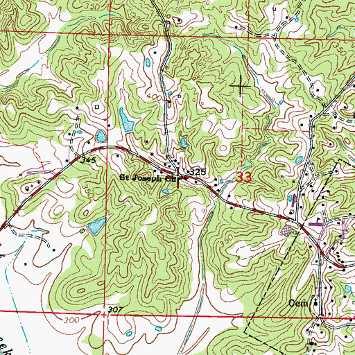 Topographic Map of Saint Joseph Church, MS