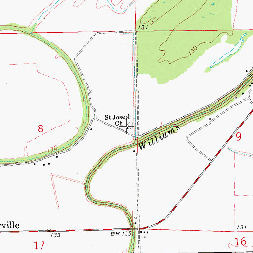 Topographic Map of Saint Joseph Church, MS