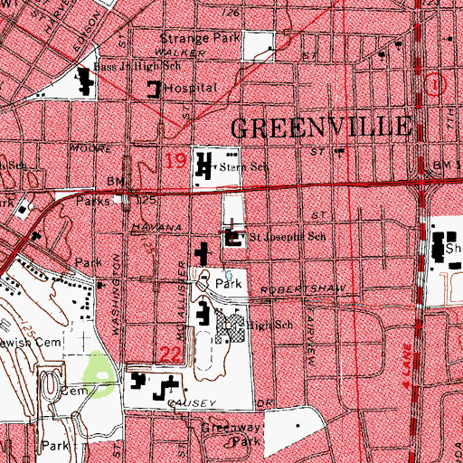 Topographic Map of Saint Josephs School, MS