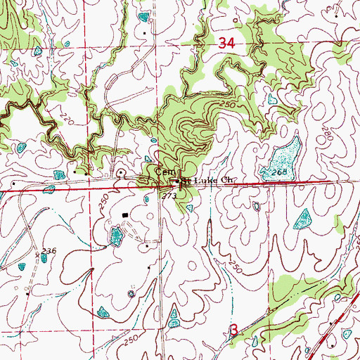 Topographic Map of Saint Luke Church, MS