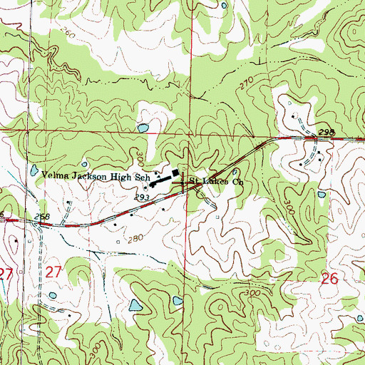 Topographic Map of Saint Lukes Church, MS