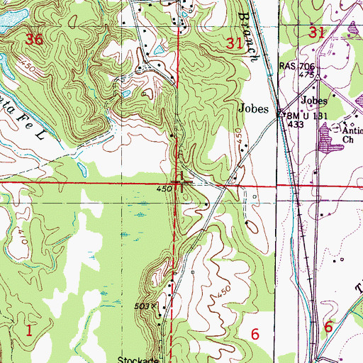 Topographic Map of Saint Lukes Church, MS