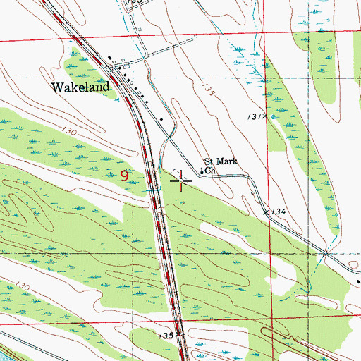 Topographic Map of Saint Mark Cemetery, MS