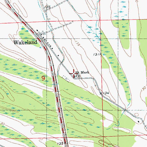 Topographic Map of Saint Mark Church, MS