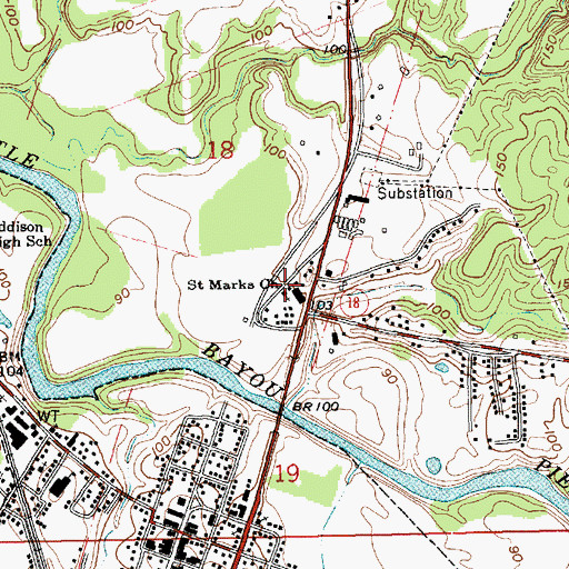 Topographic Map of Saint Marks Church, MS