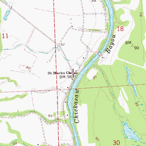 Topographic Map of Saint Marks Church, MS