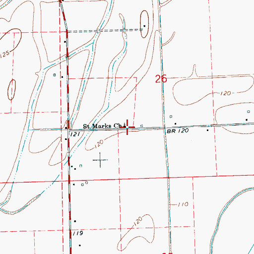 Topographic Map of Saint Marks Church, MS