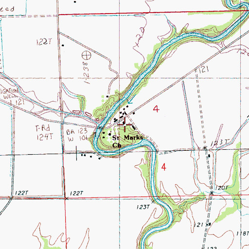 Topographic Map of Saint Marks Church, MS