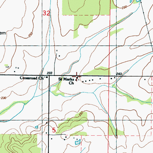 Topographic Map of Saint Mark Church of God in Christ, MS