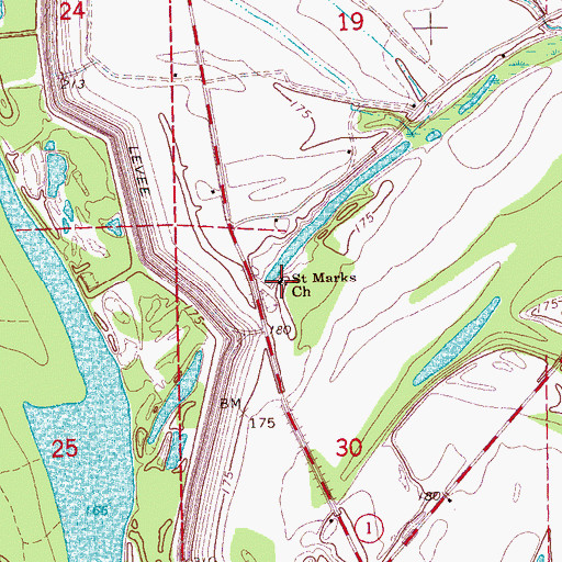 Topographic Map of Saint Marks Church, MS